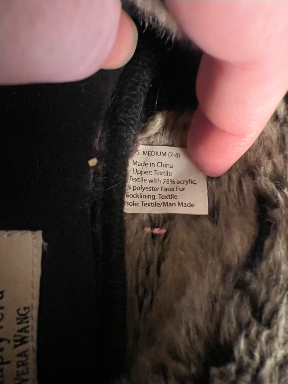 Simply Vera Vera Wang Black Moccasin Slippers with Grey Faux-Fur Collar - Picture 7 of 7